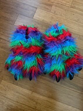 Multicolor Plush Furry Slippers - Cozy Home Slides